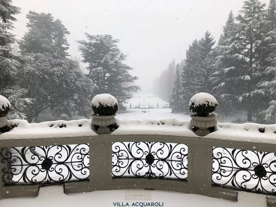 matrimonio a natale parco innevato a Villa Acquaroli