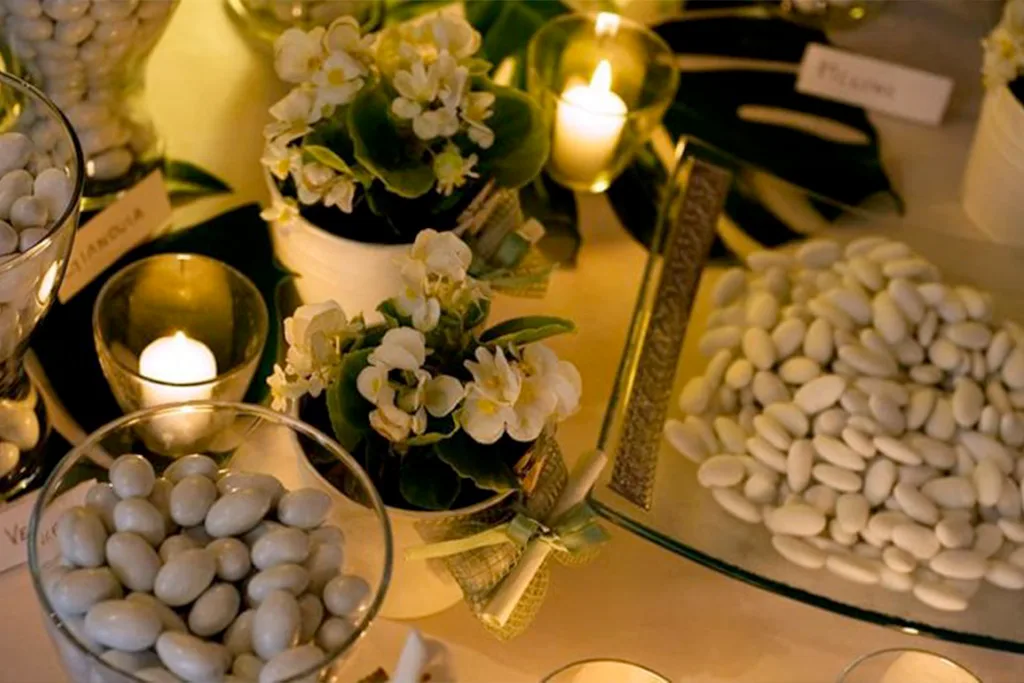 Un particolare del buffet dei confetti