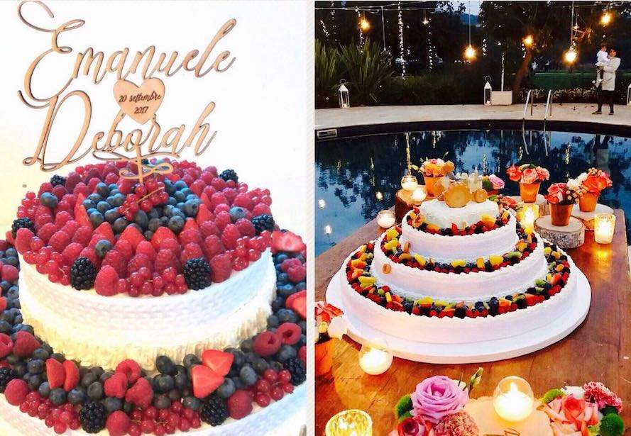 torta nuziale con frutta fresca
